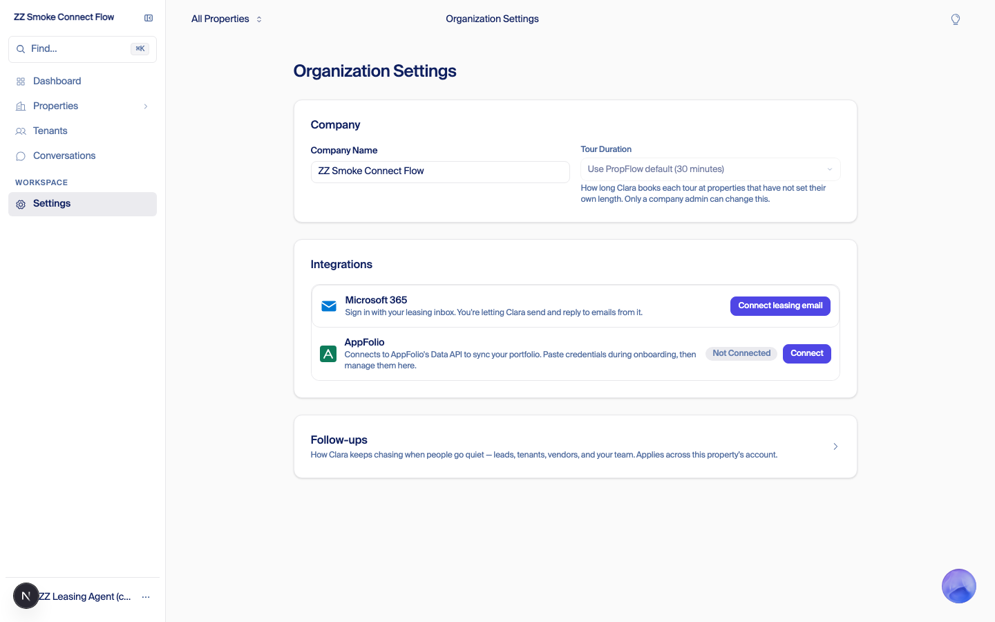 Settings before connection