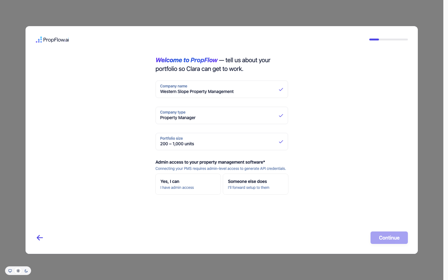 Company profile form, fully filled