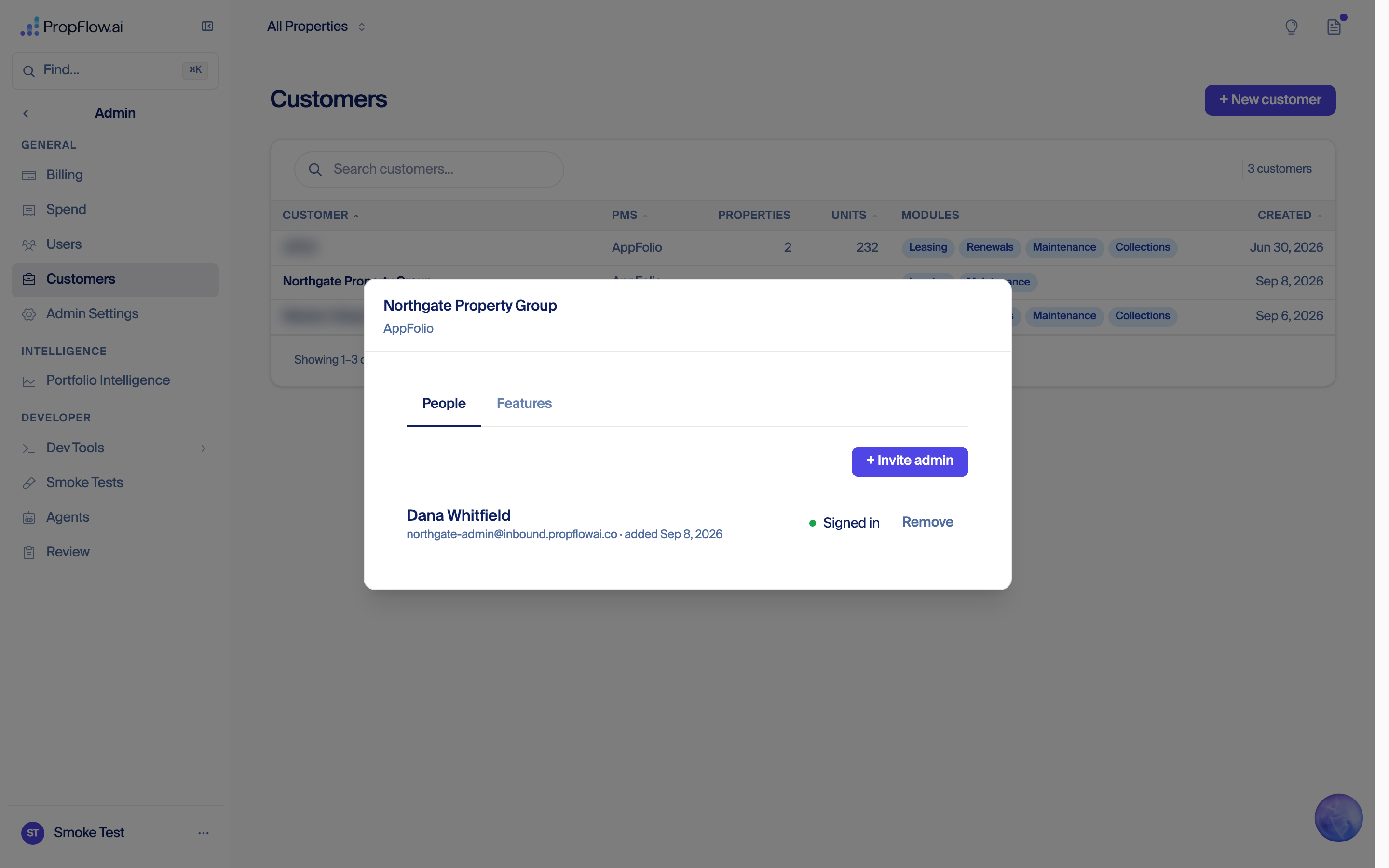 People tab with the admin now marked Signed in