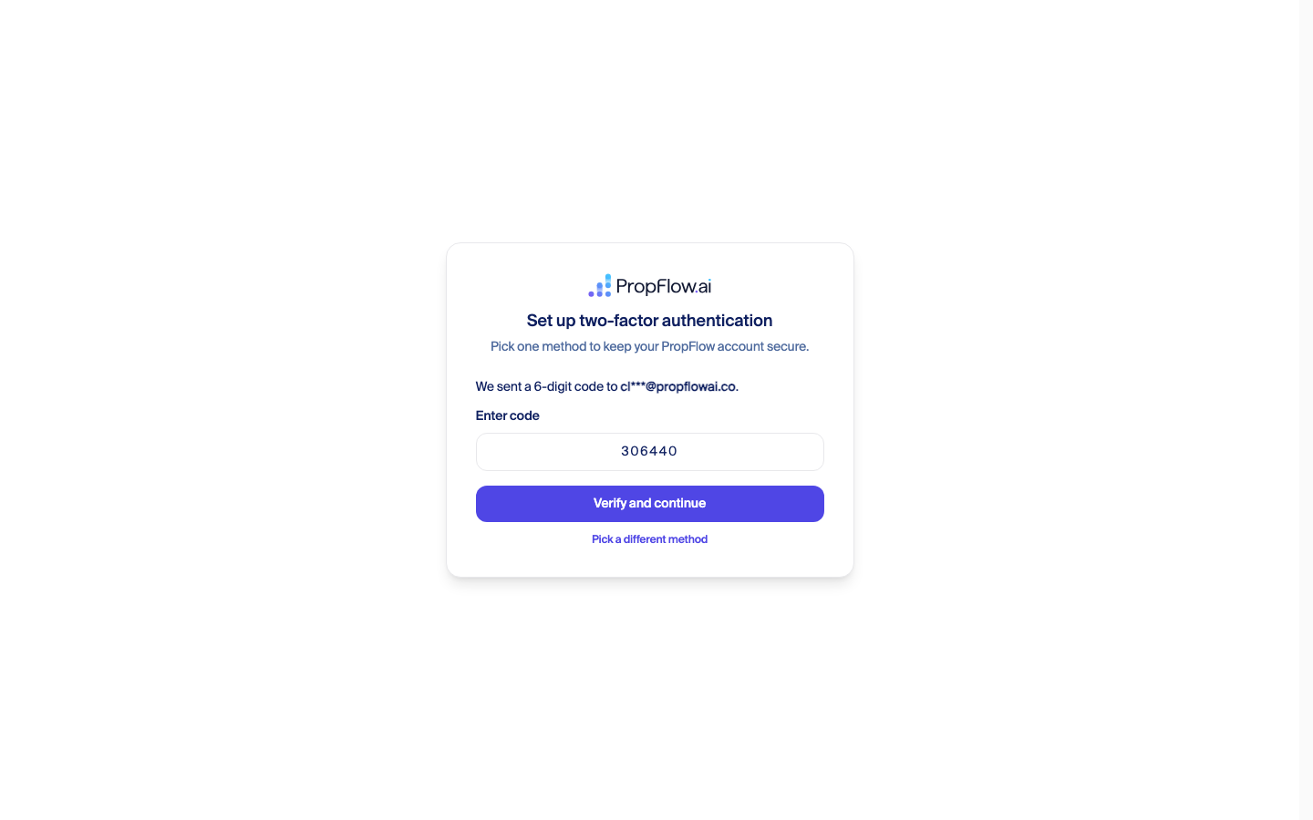 6-digit code entry boxes, filled