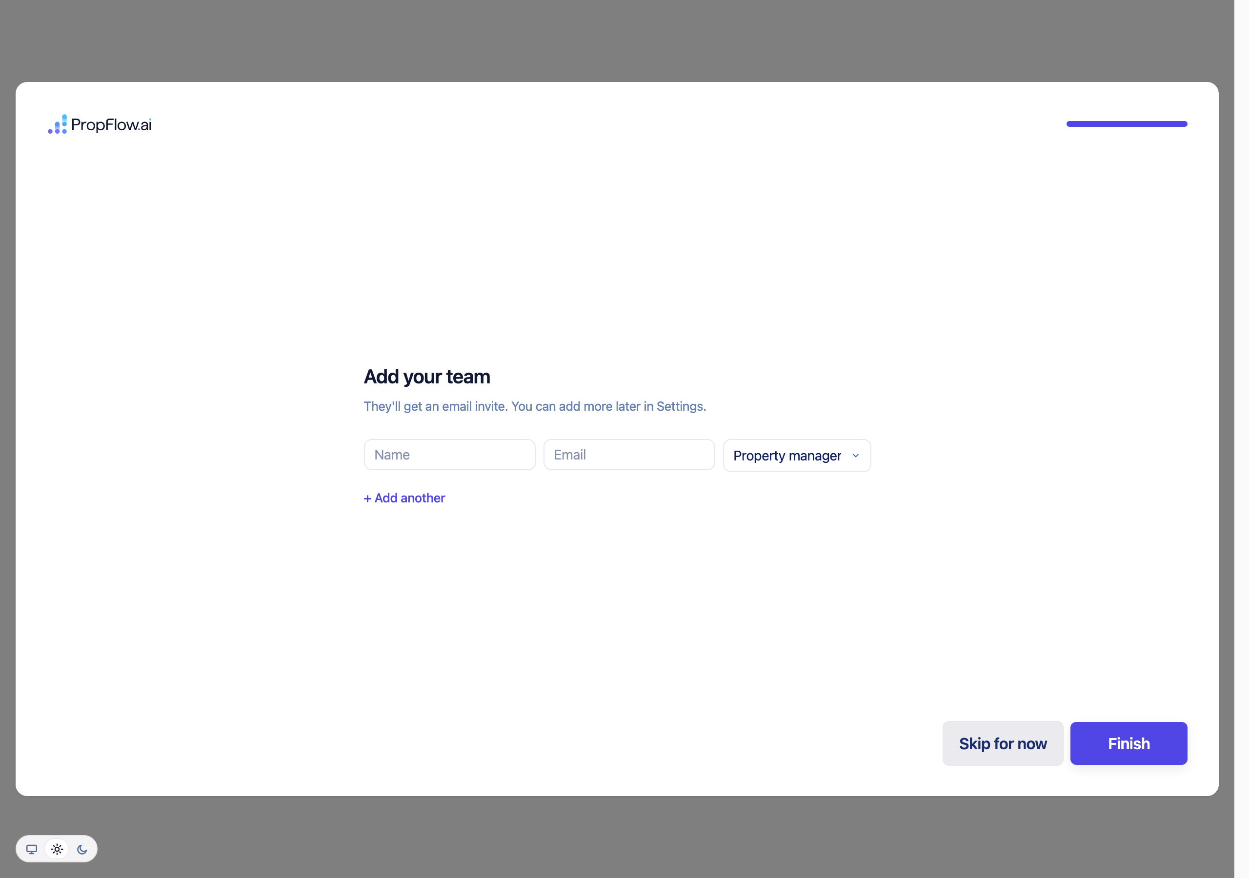 Connect your shared leasing email screen with Continue with Microsoft, Continue with Google, and Skip for now