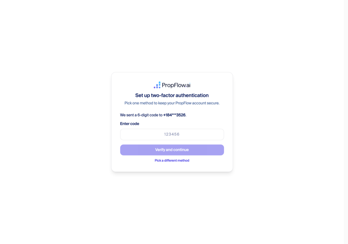 Real SMS second-factor code entry screen