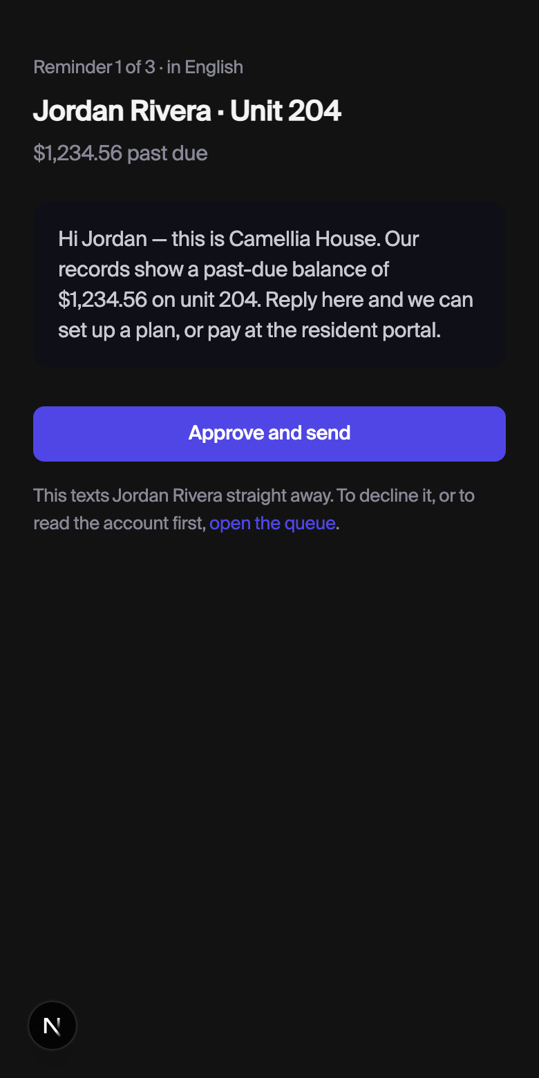 Approve view, dark mode